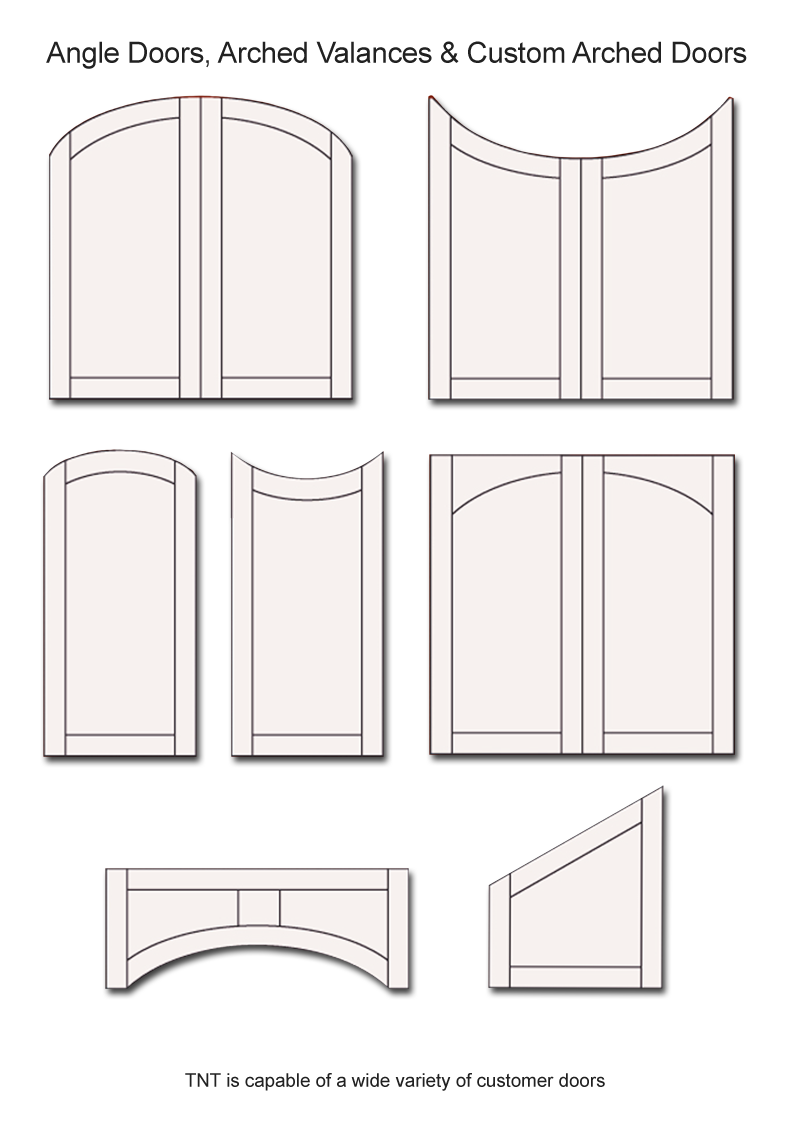 TNT Cabinet Door Details for Angle, Arched Valences & Custom